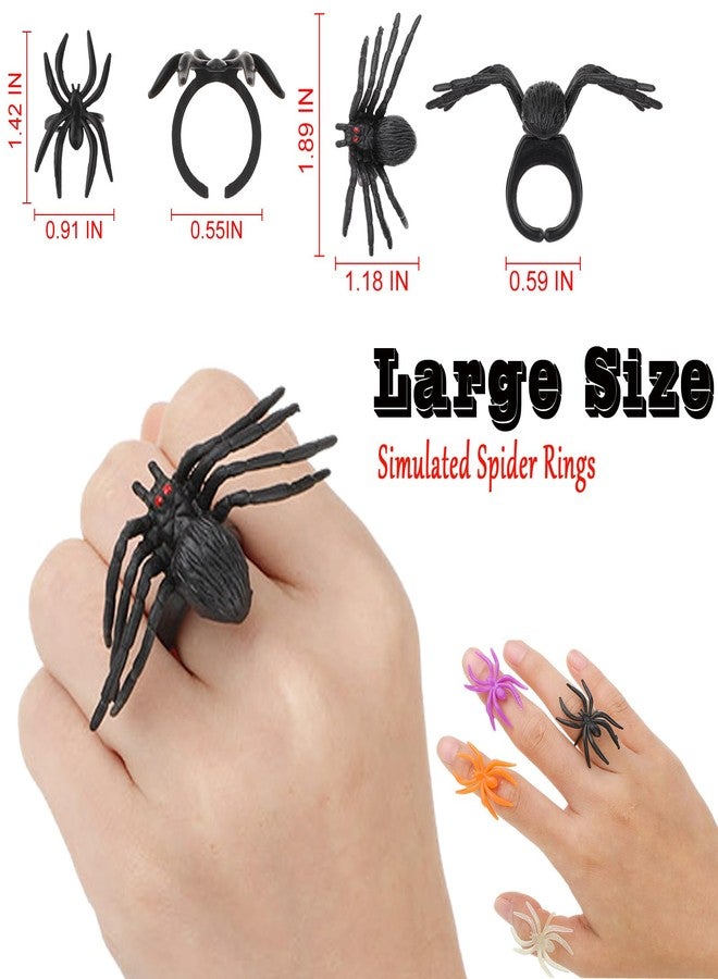 Equsion 248 Pcs Halloween Spider Rings Bulk for Party Favors, Glow in the Dark Plastic Spider Rings for Cupcake Topper, Halloween Trick or Treat Party Favors, Prank Gifts - Image 2
